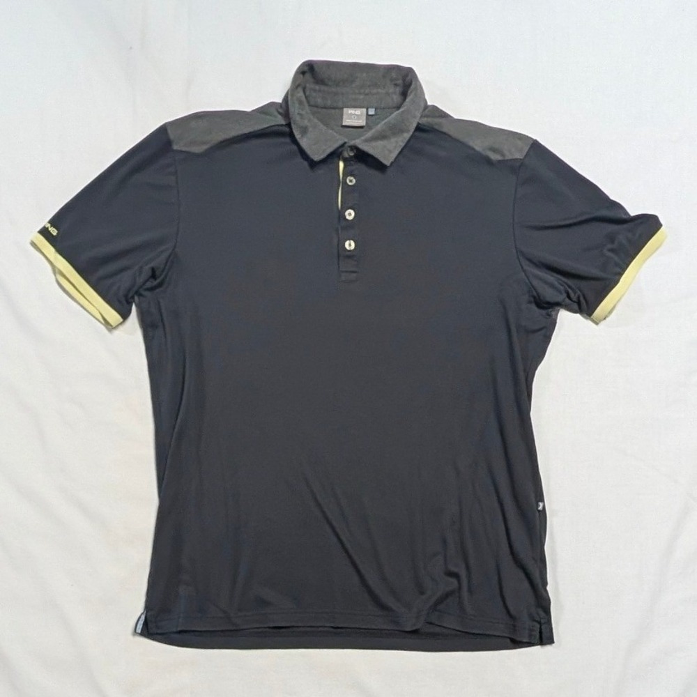 Ping Sensorcool Mens Golf Polo Shirt XL Black Grey Yellow P03247